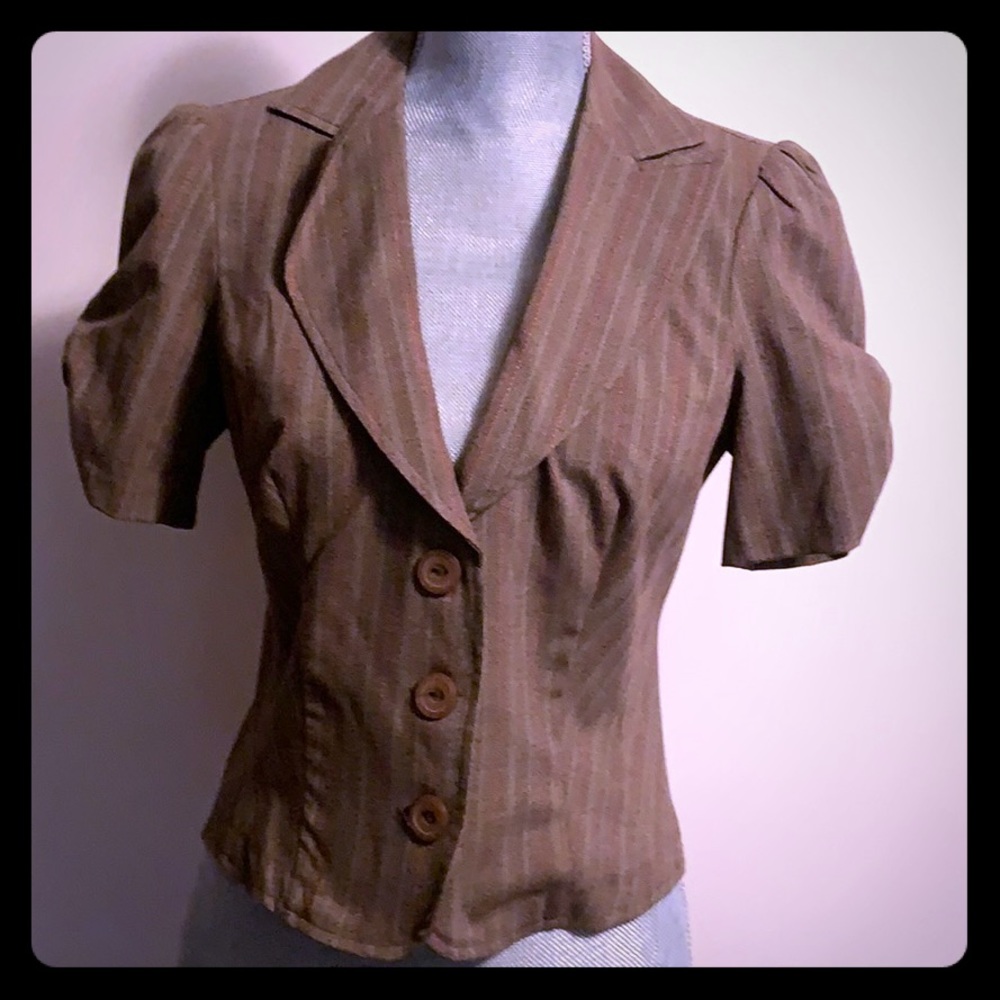 Trendy Short Ruched Sleeved Candies Blazer